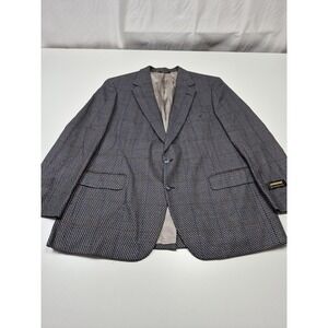 VTG Jaymar Blazer Mens 48 Brown 100% Worsted Wool Check Sport Coat Made USA
